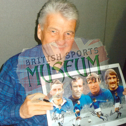Chelsea Legends Montage Signed by Bentley, Harris, Tambling and Cooke 23x19in Framed