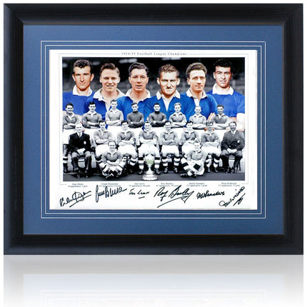 Chelsea 1954/55 League Champions Hand Signed by 6 Legends Montage 23x19in Framed