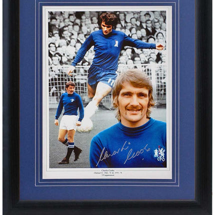 Charlie Cooke Chelsea Legend Hand Signed Montage 23x19in Framed
