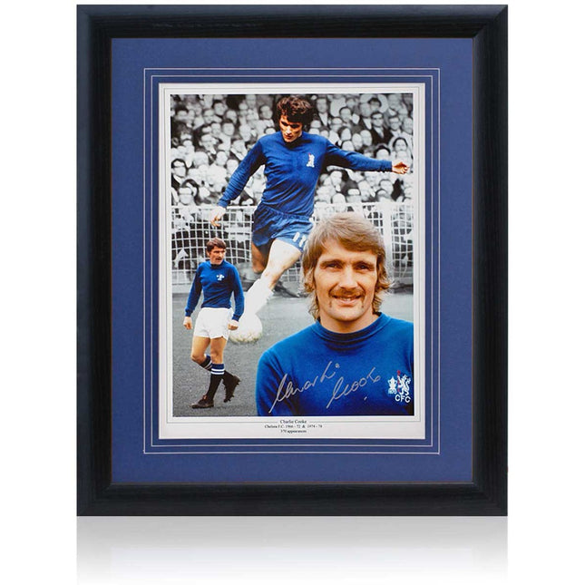 Charlie Cooke Chelsea Legend Hand Signed Montage 23x19in Framed