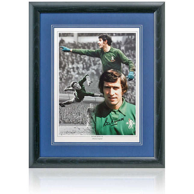 Peter Bonetti Chelsea Legend Hand Signed Montage 23x19in Framed