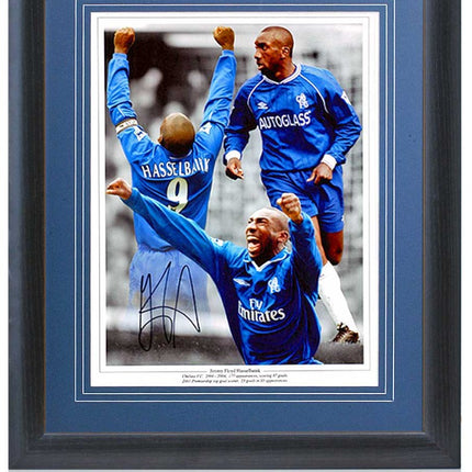 Jimmy Floyd Hasselbaink Chelsea Legend Hand Signed Montage 23x19in Framed