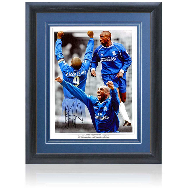 Jimmy Floyd Hasselbaink Chelsea Legend Hand Signed Montage 23x19in Framed