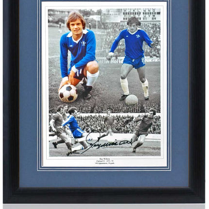 Ray Wilkins Chelsea Legend Hand Signed Montage 23x19in Framed