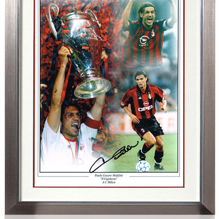 Paolo Maldini Hand Signed AC Milan Legend Montage 23x19in Framed
