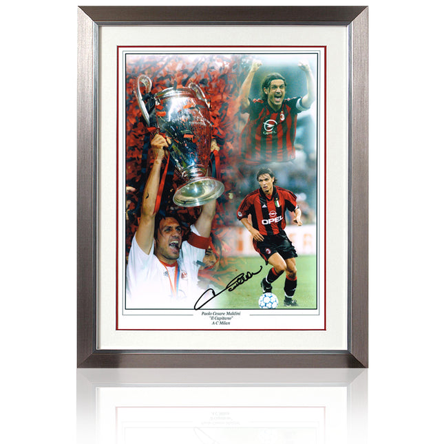 Paolo Maldini Hand Signed AC Milan Legend Montage 23x19in Framed