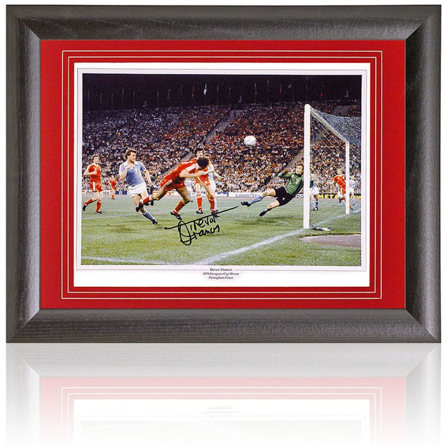 Trevor Francis Nottingham Forest Signed 1979 European Cup Photograph 15x19in Framed
