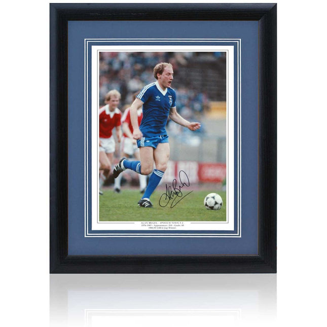 Alan Brazil Ipswich Town Legend Hand Signed Photograph 23x19in Framed + COA