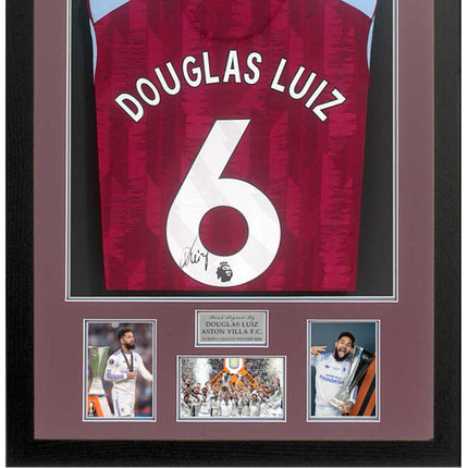 Douglas Luiz Aston Villa Europa League Winner Signed Football Shirt Framed + COA
