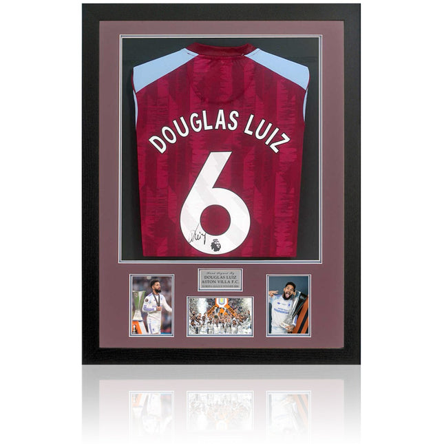 Douglas Luiz Aston Villa Europa League Winner Signed Football Shirt Framed + COA