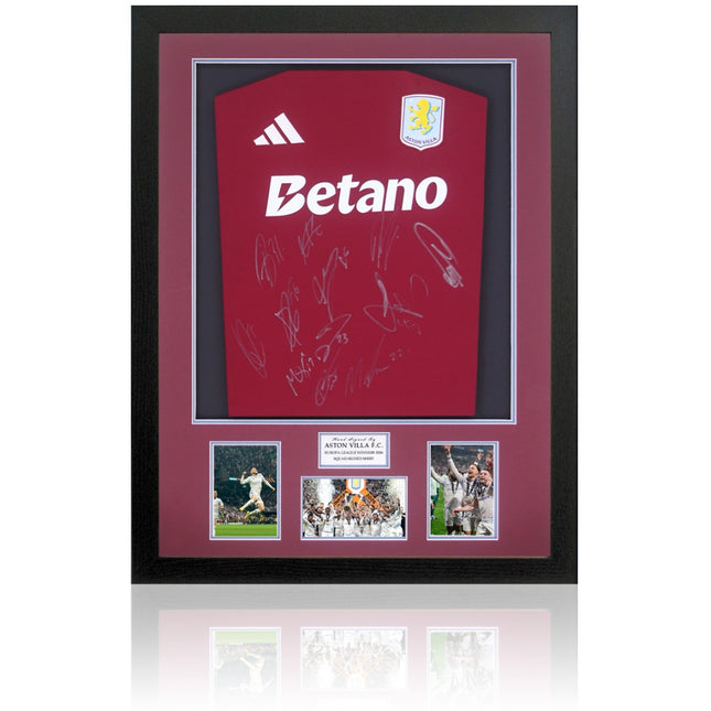Aston Villa Europa League Winners 2026 Signed by 12 Football Shirt Framed + COA