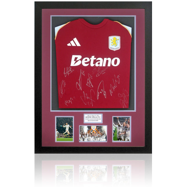 Aston Villa Europa League Winners 2026 Signed by 11 Football Shirt Framed + COA