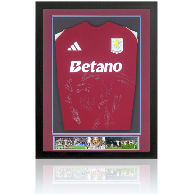 Aston Villa Europa League Winners 2026 Signed by 12 Football Shirt Framed + COA