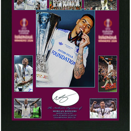 Morgan Rogers Signed Aston Villa Europa League Winner Presentation 23x19in Framed