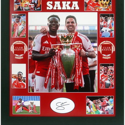 Bukayo Saka Signed Arsenal Premier League Winner 2026 Montage 27x23in Framed