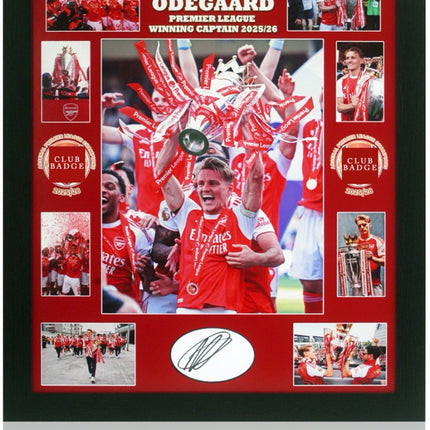 Martin Odegaard Signed Arsenal Premier League Winner 2026 Montage 27x23in Framed