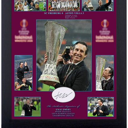 Unai Emery Signed Aston Villa Europa League Winner Presentation 23x19in Framed
