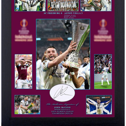 John McGinn Signed Aston Villa Europa League Winner Presentation 23x19in Framed