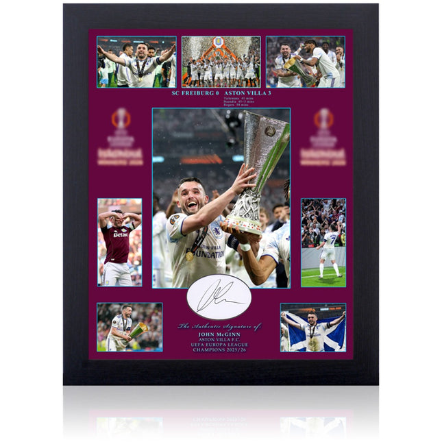 John McGinn Signed Aston Villa Europa League Winner Presentation 23x19in Framed