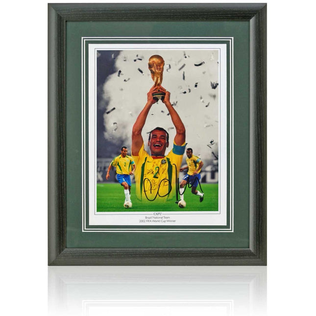 Cafu Brazil Legend Signed World Cup 2002 Winner Montage 23x19in Frame
