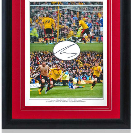 Troy Deeney Signed Watford 2013 Play-Off Goal Montage 23x19" Framed