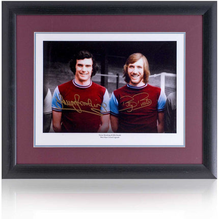 Billy Bonds and Trevor Brooking West Ham United Legends Hand Signed Photograph 23x19" Framed