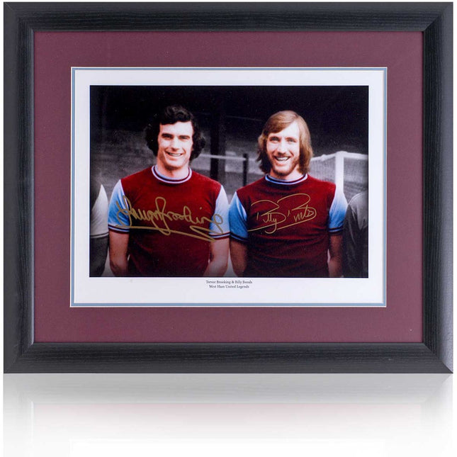 Billy Bonds and Trevor Brooking West Ham United Legends Hand Signed Photograph 23x19" Framed