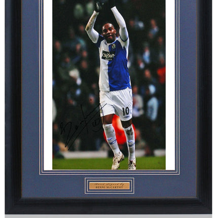 Benni McCarthy Blackburn Rovers Hand Signed Photograph 23x19" Framed