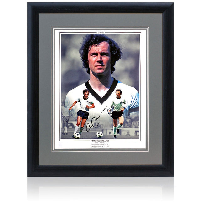 Franz Beckenbauer Germany Legend Signed World Cup 1974 Montage 23x19in Framed