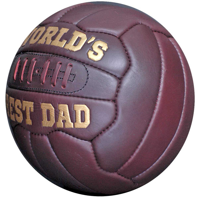 New Vintage Leather Hand Stitched Football size 5 ball with World's Best Dad gold text