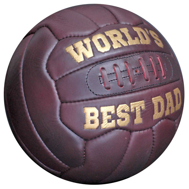 New Vintage Leather Hand Stitched Football size 5 ball with World's Best Dad gold text