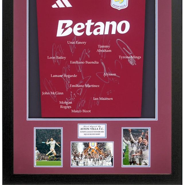 Aston Villa Europa League Winners 2026 Signed by 12 Football Shirt Framed + COA