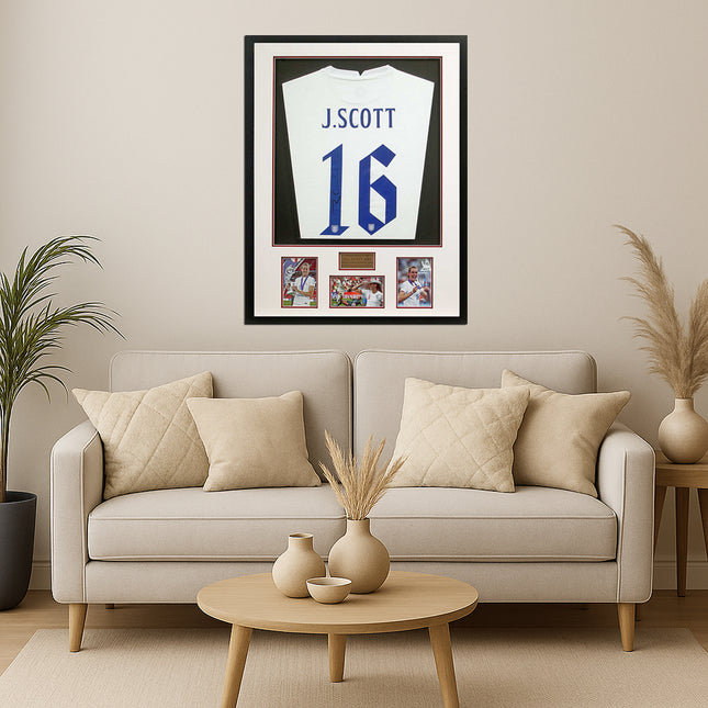 Jill Scott Autographed England Women’s Football Lionesses Framed Shirt
