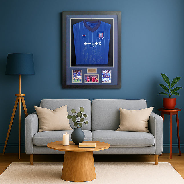 Ipswich Town 2024/25 Squad Signed by 7 Shirt Framed 33x25in + COA
