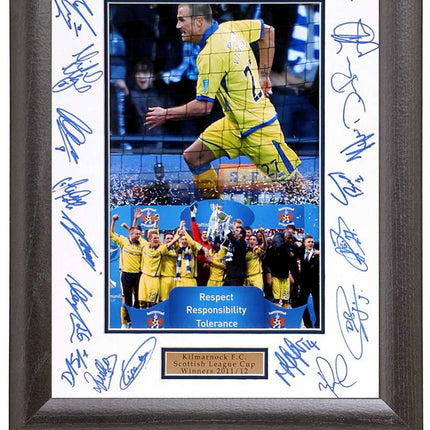 Kilmarnock Scottish League Cup Winners Hand Signed Presentation 15x19" Framed
