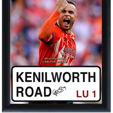 Carlton Morris Luton Town Signed Kenilworth Road Street Sign Display 23x19in Framed