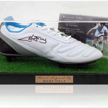 Ricky Villa Tottenham Hotspur Legend Hand Signed Football Boot Display