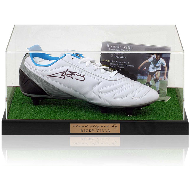 Ricky Villa Tottenham Hotspur Legend Hand Signed Football Boot Display