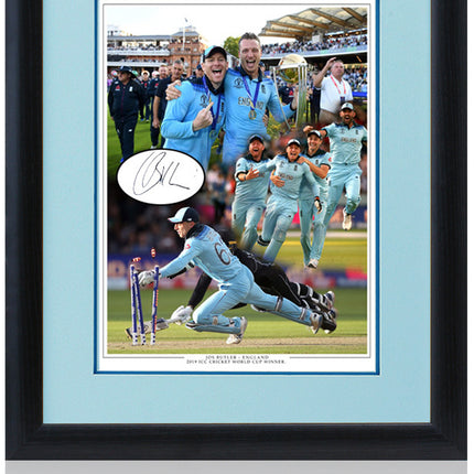 Jos Buttler England Cricket World Cup 2019 Signed Montage 23x19in Framed + COA
