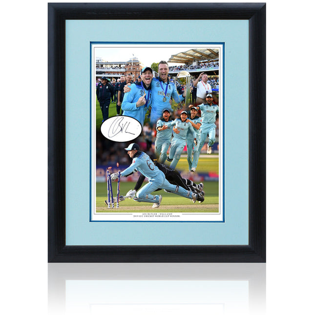Jos Buttler England Cricket World Cup 2019 Signed Montage 23x19in Framed + COA