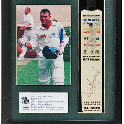 Michael Atherton Hand Signed Mini Cricket Bat Lancashire England Legend