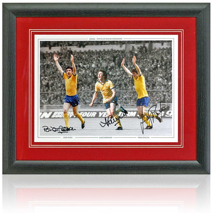 Talbot, Sunderland and Stapleton Hand Signed Arsenal 1979 FA Cup Photograph 23x19" Framed