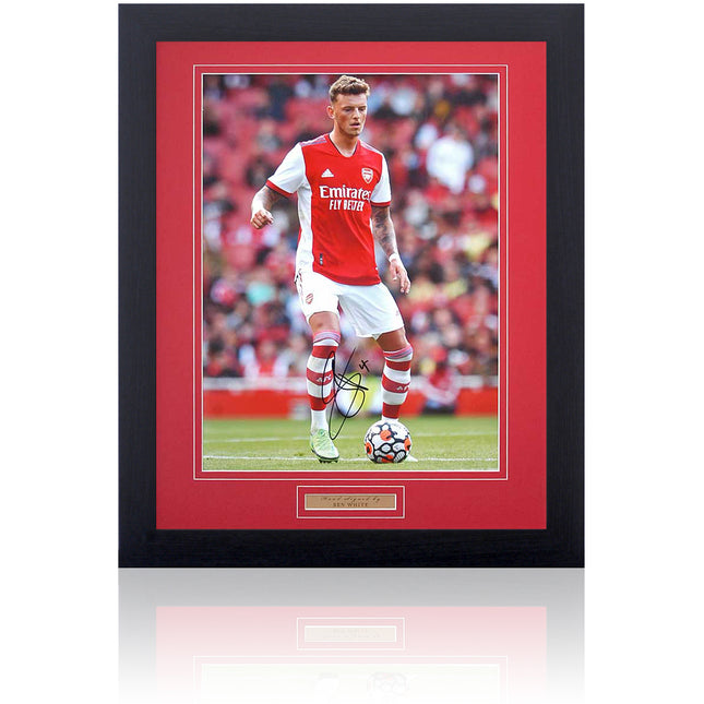 Ben White Arsenal Hand Signed Photograph 23x19" Framed