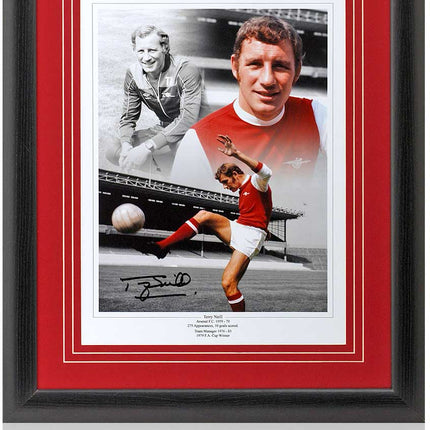 Terry Neill Arsenal Legend Hand Signed Montage 23x19" Framed