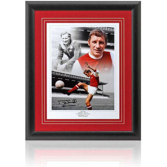 Terry Neill Arsenal Legend Hand Signed Montage 23x19" Framed