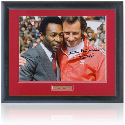 Terry Neill Arsenal Legend Hand Signed When Pele Came To Highbury Photograph 23x19" Framed