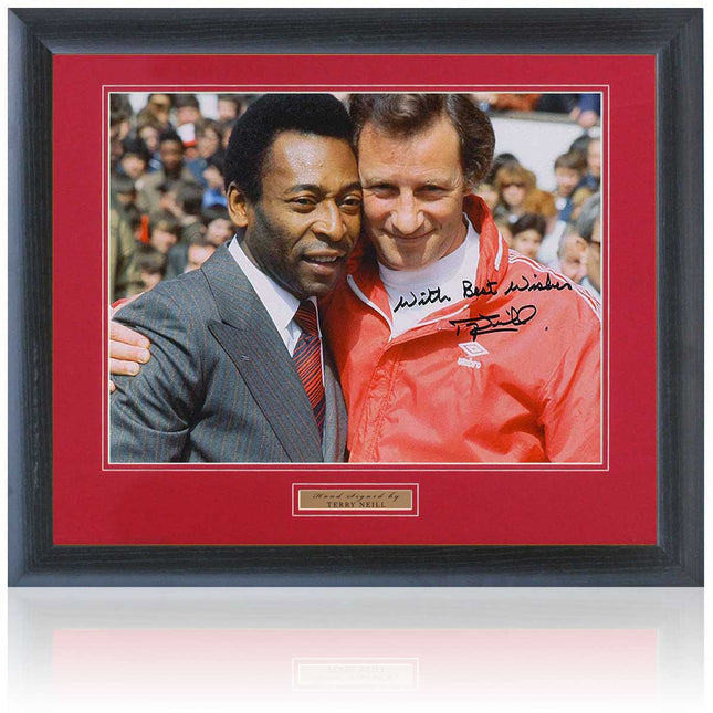 Terry Neill Arsenal Legend Hand Signed When Pele Came To Highbury Photograph 23x19" Framed