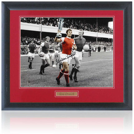 Frank McLintock Arsenal Hand Signed 1970 Fairs Cup Photograph 23x19" Framed