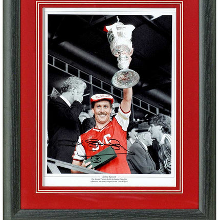 Kenny Sansom Arsenal Legend 1987 League Cup Hand Signed Montage 23x19" Framed