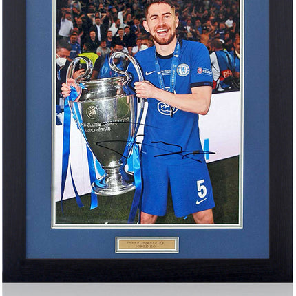 Jorginho Chelsea Hand Signed Champions of Europe Photograph 23x19in Framed